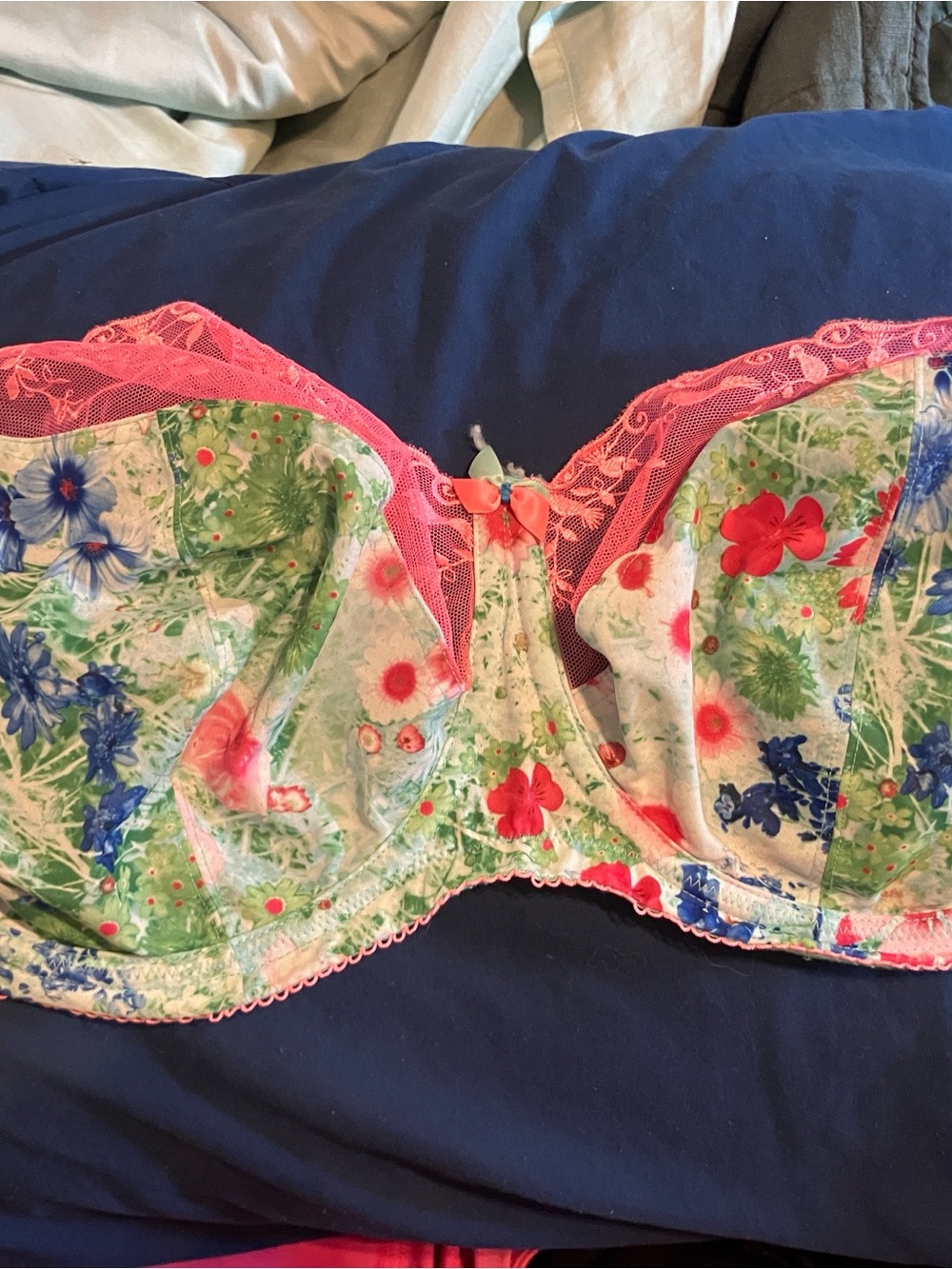 Panache Floral Underwire Bra in Pink, Green, Blue